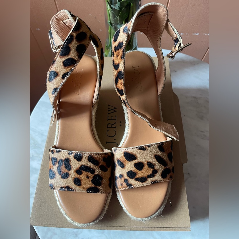 NWT Brand New with tags J Crew Factory Calfhair espadrille wedge sandals - Picture 5 of 11